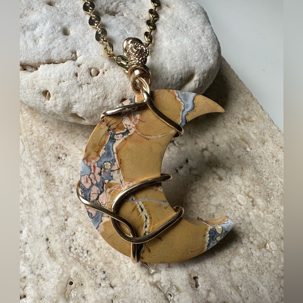 14k Gold Filled Maligano Jasper Stone Necklace Pendant